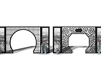 Chinese Arch Partition Arch 3d model