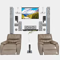 Brown Leather Massage Chairs In Home Theater Setup With TV And Speakers