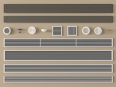 Various Air Conditioner Vent Designs Including Slim Rectangular Round and Grid Styles 3d model