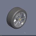 Black Rubber Tire With Shiny Silver Spoke Wheel Rim On Gray Background