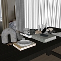 Modern Table Ornaments Wine Set Candle Plate Books 3d model