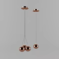 Modern Copper Spherical Chandelier With Three Globe Shades And White Accents
