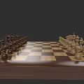 Building Blocks Chess Set With Wooden Base And Black White Pieces