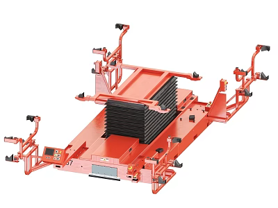 Functional Vehicle Body Straightening Equipment With Red Frame And Clamping Tools 3d model