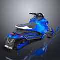 Yamaha Blue Snowmobile With White Seat Modern Design And Snow Tracks