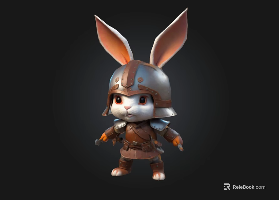 Cute Armored Rabbit Warrior 3D Model With Helmet And Armor Details 3d model