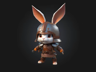 Cute Armored Rabbit Warrior 3D Model With Helmet And Armor Details 3d model
