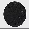 Black Round Wall Decor With Intricate Geometric Patterns Star Shaped Center And Relief Design
