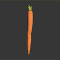 Fresh Whole Orange Carrot With Green Top Isolated On Dark Background