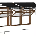 Starbucks Coffee Display Rack With Wooden Frame Black Awnings And Metal Hooks