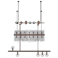 Elegant Modern Layered Chandelier With Slim Hanging Strips And Circular Accents