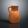 Ancient Handcrafted Terracotta Vase Sculpture Carving With Cracked Surface And Textured Design