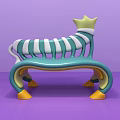 Playful Public Chair With Turquoise And White Stripes Yellow Crown And Yellow Legs