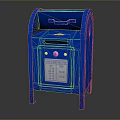 Blue Metal Mailbox With Mail Slot Front Label And Lock Mechanism