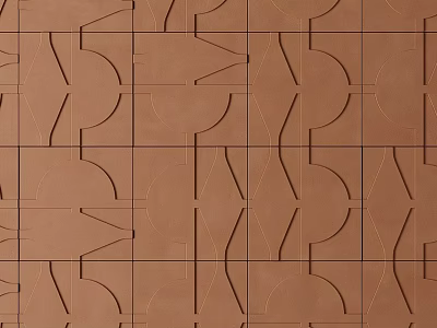 Modern Brown Leather-textured Wall Decor With Geometric Patterns And Grid Layout 3d model