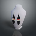 Elegant Fashion Earrings With Black Red Design And Tassel Details