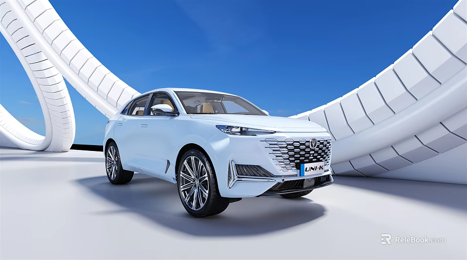 White Lincoln SUV Showcasing Sleek Design Against Modern Architecture And Blue Sky Background 3d model 