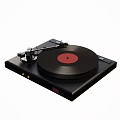 High Quality Black Vinyl Turntable Audio System With Red Record And Sleek Design