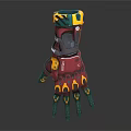 Mechanical Prosthetic Hand With Red Green Yellow Colors Metallic Texture And Detailed Fingers
