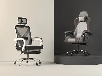 Ergonomic Mesh And Leather Office Chairs With Headrest And Armrest For Workspace Comfort 3d model