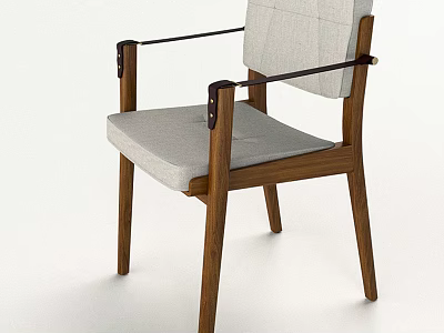 Modern Leisure Accent Chair With Wooden Frame And Gray Upholstered Seat 3d model