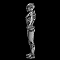 Smart Humanoid Robot With Silver Armor Design And Extended Limbs 3d model