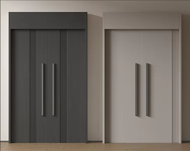 Modern double-door swing door entry door security door top-to-top opposite door 3d model
