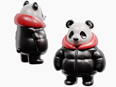 Modern Kids Down Jacket Panda Doll Model 3d model