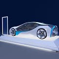 Future Concept Car With Sleek Body Design On Modern Display Platform 3d model