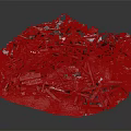 Pile of Scrap Metal and Mixed Waste Materials on Concrete Surface 3d model