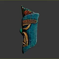 Hand Carved Turquoise Tribal Mask As Decorative Household Item With Intricate Details