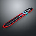 Modern Fantasy Sword With Black Red Accents And Blue Glowing Decorative Elements