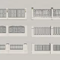 Building Facade Models Featuring White Walls And Gray Grilles With Different Designs 3d model