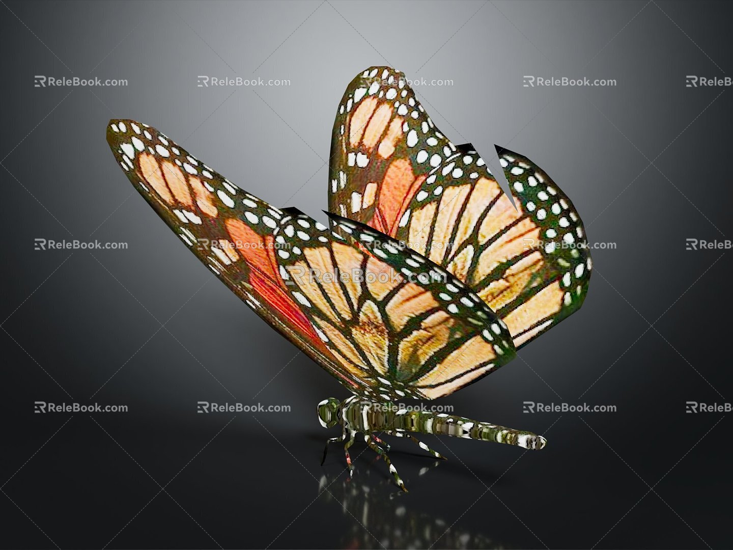 Modern Butterfly Colored Butterfly Tiger Spot Butterfly 3d model