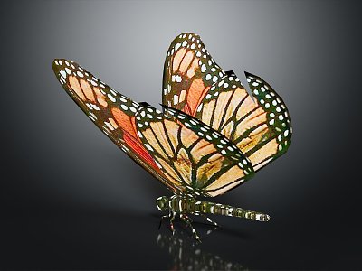 Modern Butterfly Colored Butterfly Tiger Spot Butterfly 3d model