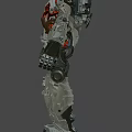 Industrial Equipment Mechanical Exoskeleton Design With Gears Pipes And Metal Components Red And Silver Details