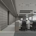 Modern Public Office Interior With Open Layout Workstations Pendant Lights And Storage Cabinets 3d model