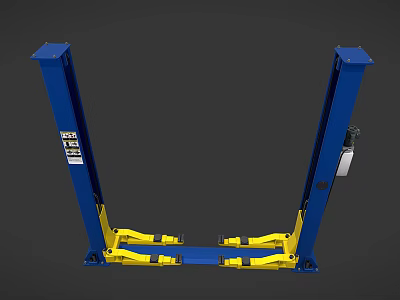 Blue And Yellow Two Post Car Lift For Vehicle Maintenance And Repair 3d model