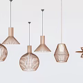 Modern Pendant Lights With Stylish Geometric Woven Wooden Design Elements 3d model