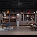 Chinese Style Mall Shop With Wooden Furniture Bookshelves Chandeliers And Large Windows