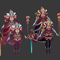 Game Movie Characters With Royal Crowns Magic Staffs And Colorful Armor Designs