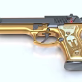 Walther S814 Gold Black Pistol With Red Sight And Metallic Finish Design