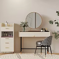 Cream Style Dressing Table Locker 3d model