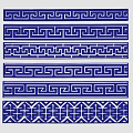 Blue And White Geometric Patterns With Continuous Traditional Design Elements 3d model