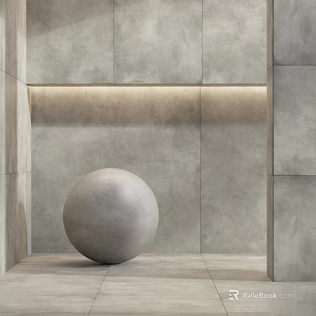 Modern Minimalist Gray Floor Tiles In Interior Space With Recessed Lighting 3d model 
