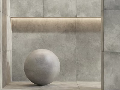 Modern Minimalist Gray Floor Tiles In Interior Space With Recessed Lighting 3d model