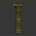 Antique Classical Fluted Stone Column With Ornate Capital And Textured Surface 3d model