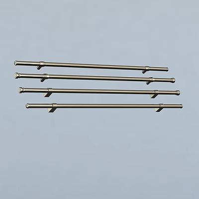 Four Metal Railings With Long Bars And Connectors On Gray Background 3d model Four Metal Railings With Long Bars And Connectors On Gray Background 3d model