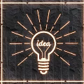 Modern Lighting Combination With Neon Bulb Idea Symbol Radiant Light Dark Stone Wall