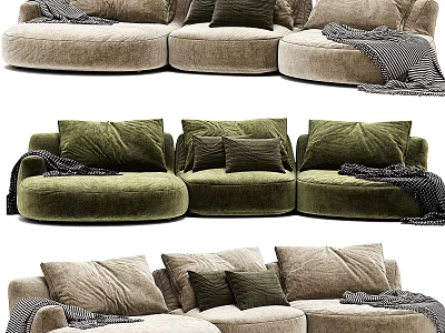 Cozy Modular Sectional Sofa With Plush Pillows And Soft Throws Design 3d model